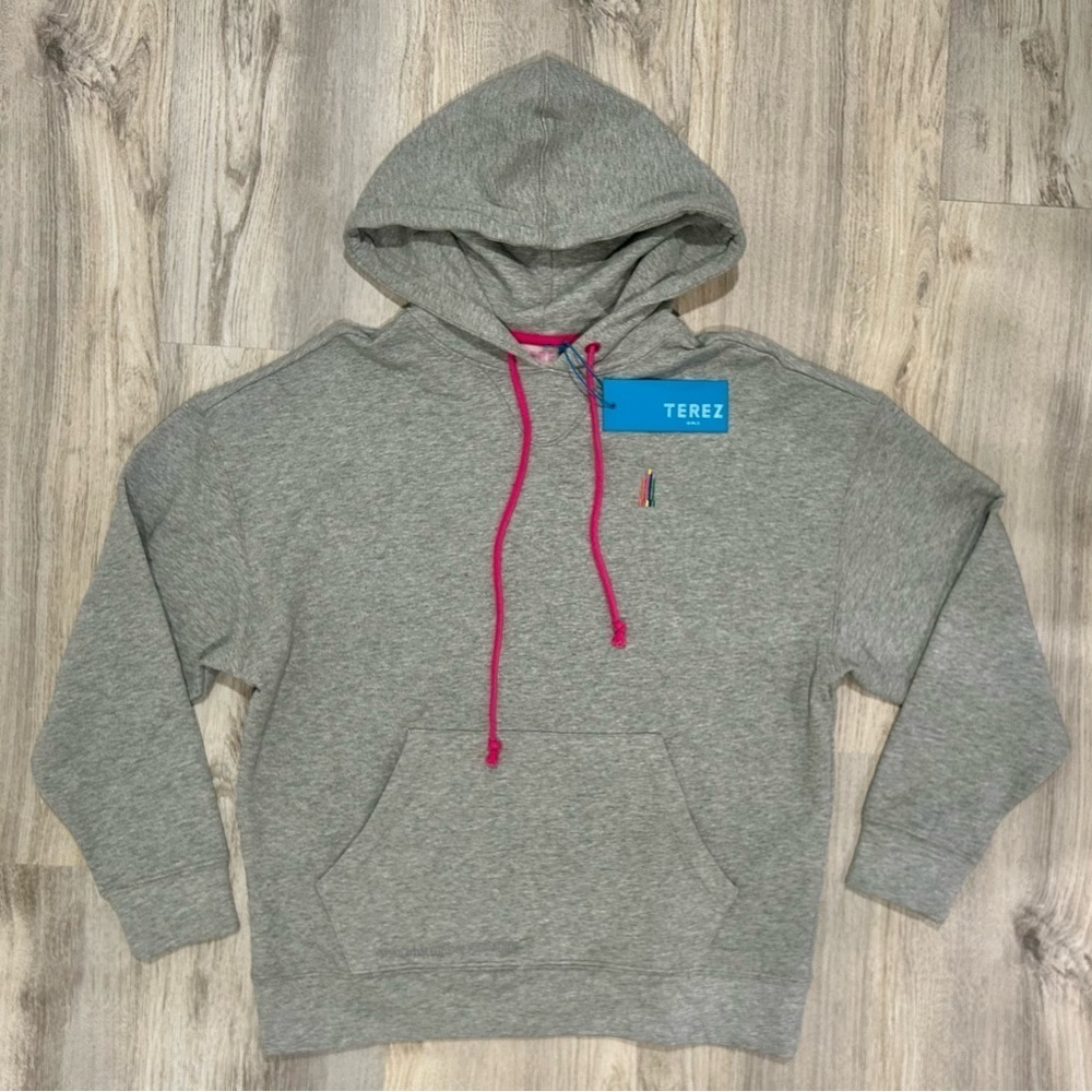 NWT Terez New York Forever Hoodie Sweatshirt Gray Embroidered Logo Size XS